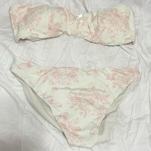 Dippin’ Daisy’s Bandeau Top and High Waist Bottom Set in Je T’aime Fleur XL NWOT